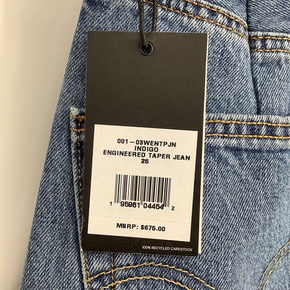 NEW! RE/DONE LEVI'S Engineered Tapered $675 msrp Size 26 Indigo Jeans G22-6 - Picture 6 of 10